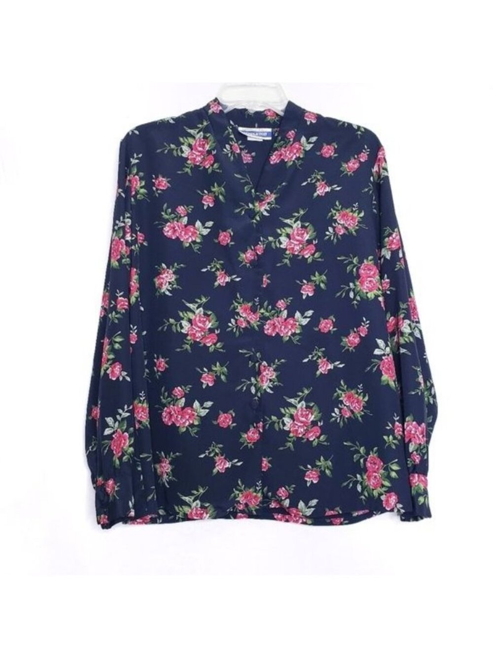Pendleton Black Floral Button Front Career Blouse Shirt Top Women's Size 12